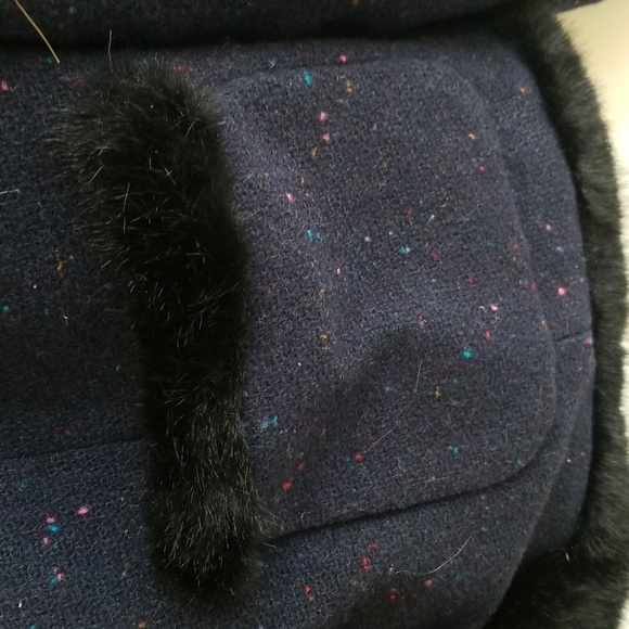 Talbots Navy Wool Blend Faux Fur Trimmed Jacket NWT size 12 - Picture 12 of 12